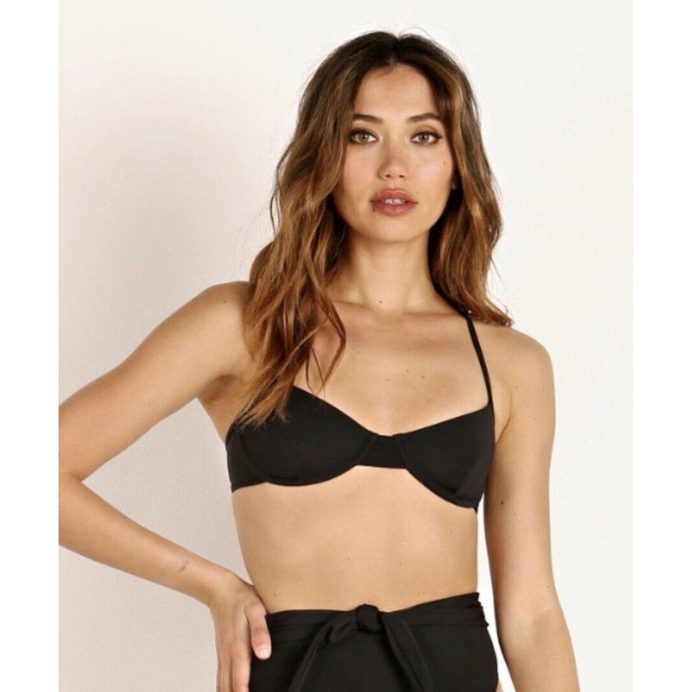NWT Mara Hoffman Mazlyn Underwire Bikini Swimsuit Top Nero Black Size L